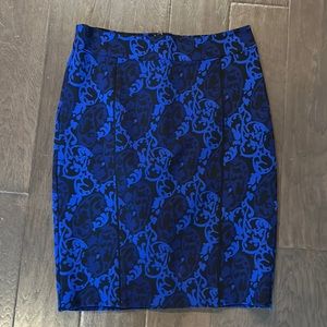 Blue and black pencil skirt